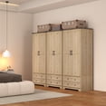 thumbnail image 7 of Brafabhome 71"H Armoire Wardrobe Closet with 2 Drawers, Farmhouse 2 Doors Armoire Cabinet with Hanging Rod, Modern Freestanding Wardrobe Clothes Cabinet for Bedroom | Nature(3 Set), 7 of 7