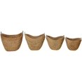 thumbnail image 3 of Seagrass Handmade rative and Functional Storage Basket Woven Curved Basket Organizer with Silver Metal Handles, Set of 4 Basket for Storage 14", 16", 19", 21"W, Brown, 3 of 12