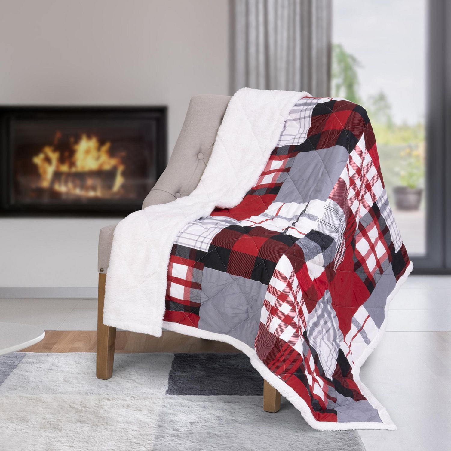 Safdie & Co. Premium Ultra Soft Oversized Quilted Throw Blanket Plaid Patchwork