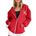 thumbnail image 7 of Womens Christmas Sweatshirt Women'S Christmas Printed Zipper Long Sleeved Pocket Drawstring Casual Fleece Hooded Hoody Christmas Hoodie Red XXL, 7 of 7