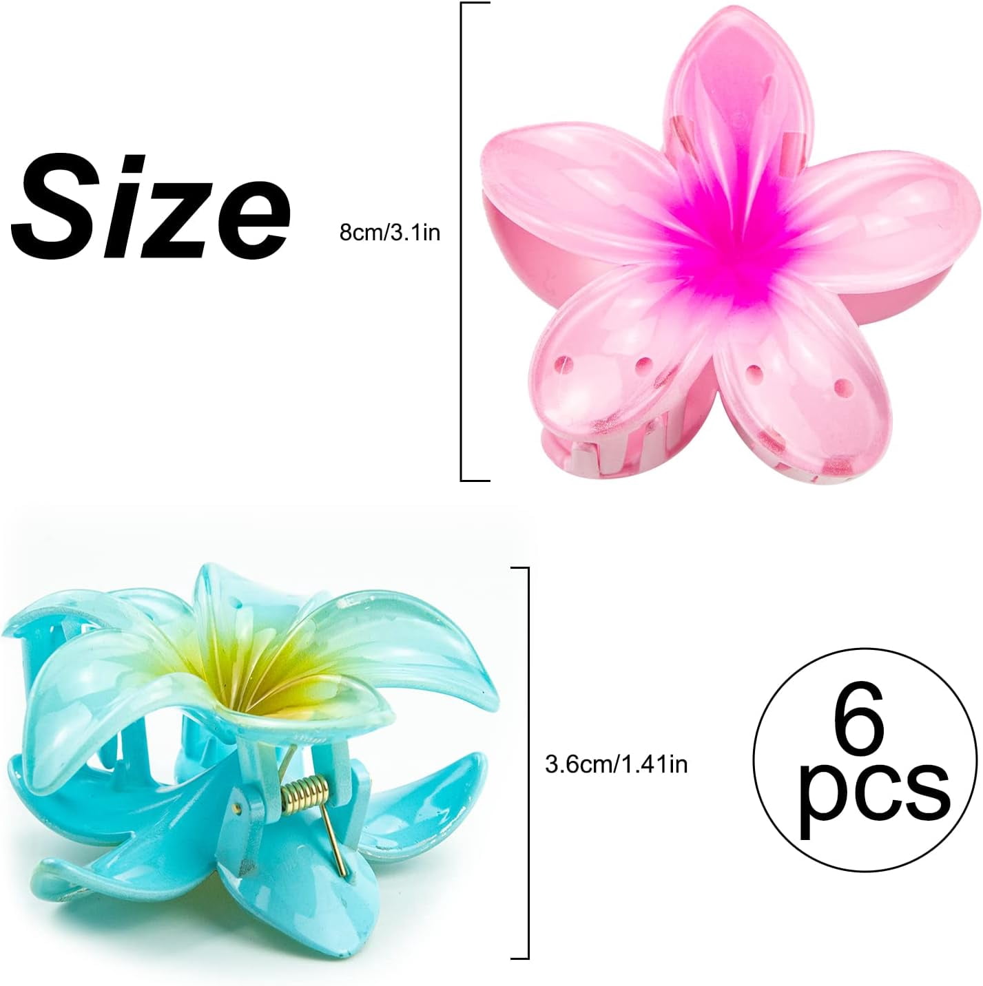 COPY - NWT Flower Metal Hair Claw Clips 6 Pcs NonSlip Hair Barrettes Strong Hold ORGUNE Large Cute Metal Flower Claw Hair Clips - Set of 6  main image 4