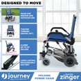 Zinger Blue Folding Power Chair with Armrests and Foldable Wheels