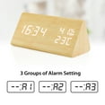 Wooden LED Desk Alarm Clock with Date, Voice Control, Humidity