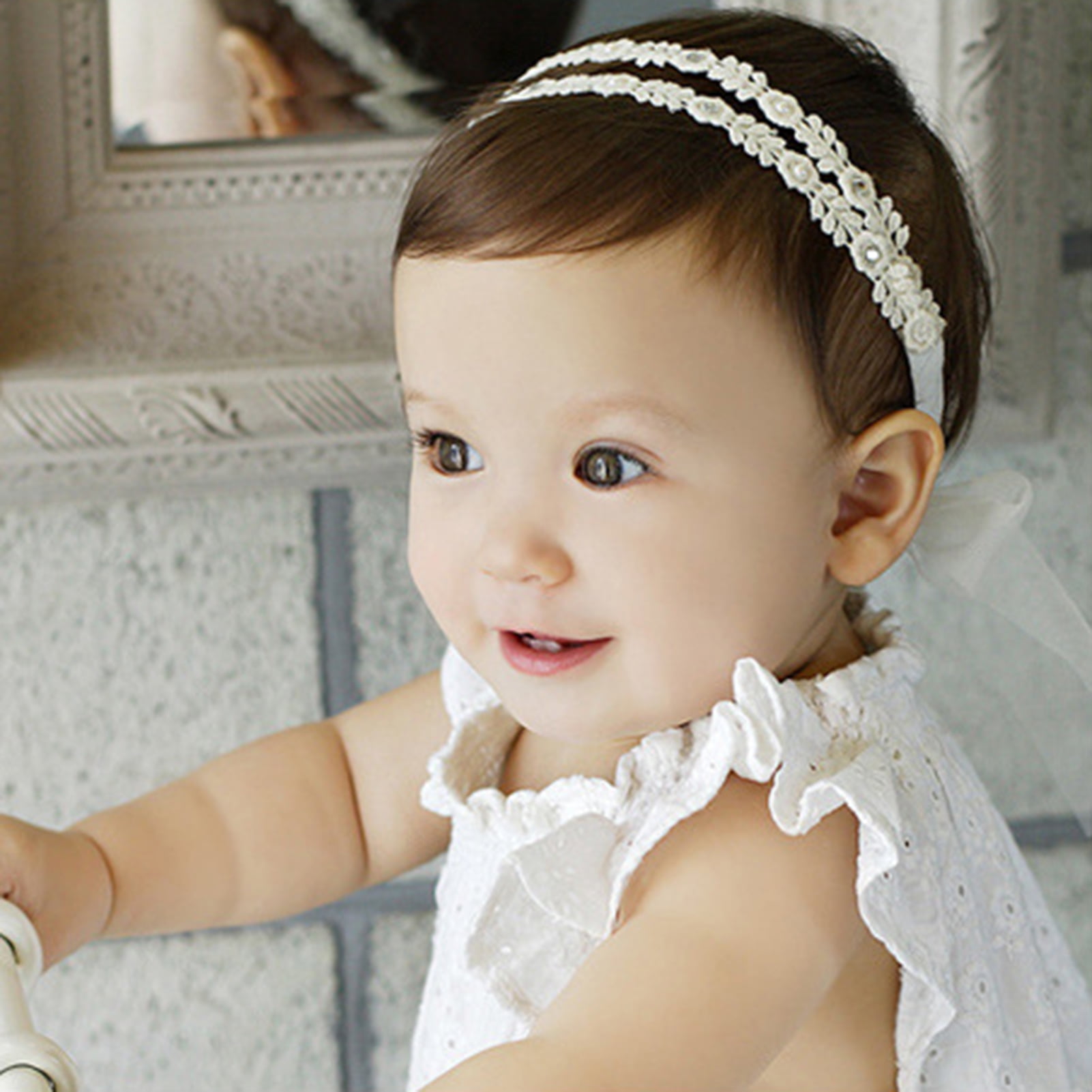 Baby Super Soft Elastic Toddle Flower Headband Elastic Wedding/Christening 