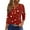 Red, variant on WTOBBY Women's Christmas Snowflake Tree Print V-Neck Decorative Button 3/4 Sleeve T-Shirt, Ladies Holiday Fashion Top for Seasonal Wear, Comfortable Casual Blouse,Blue L