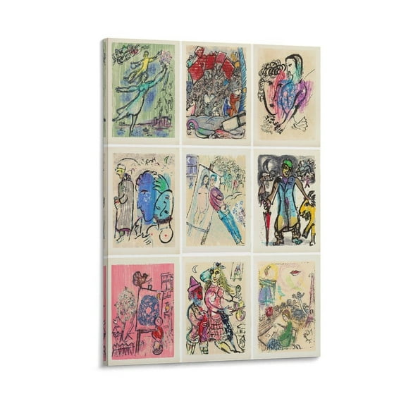 Marc Chagall Poèmes Large Canvas Printing Famous Paintings Office Home Wall Art Decorative Paintings Wall Art Poster Scroll Canvas Painting Picture Living Room Decor Home 16x24inch(40x60cm)