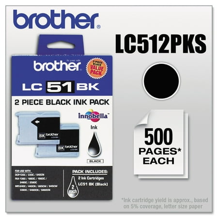- Brother Black Inkjet Print Cartridge, 2pk (LC512PKS)