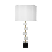 A&B Home Table Lamp with Square Accents - 15" x 15" x 30" - Gold/Black/White