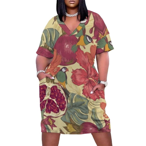 Tropical Birds Pomegranates Floral Pattern Summer Dresses for Women Beach Boho