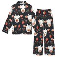 Cow Heads Pattern Satin Pajama Set Soft Breathable Button Down 2 Piece ...
