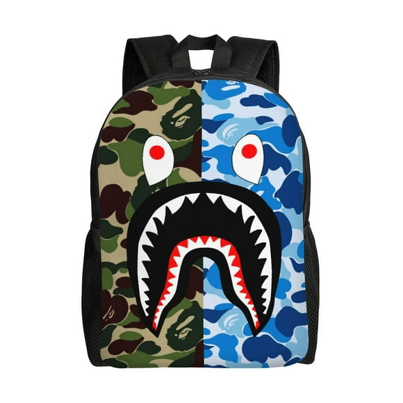 Bape Shark Camo Kids Backpacks School Bag Bookbag Casual Daypack Backpacks For Travel Hiking