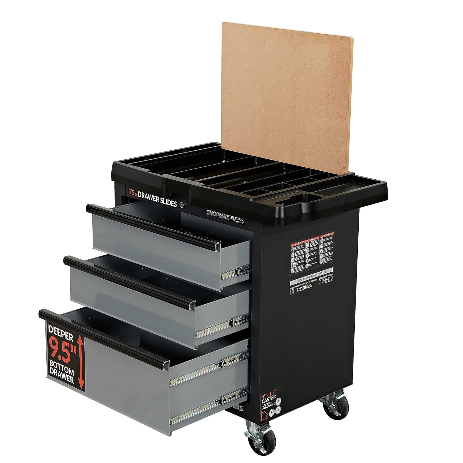 27 in. 3-Drawer Mobile Workstation
