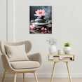 thumbnail image 3 of Zen Pink Floral Canvas Wall Art Water Lily and Zen Stone Wall Art Modern Spiritual Yoga Spa Picture Wall Decor Framed Wall Art for Bathroom Bedroom Office Wall Decor Painting,16L X 12W inches, 3 of 6