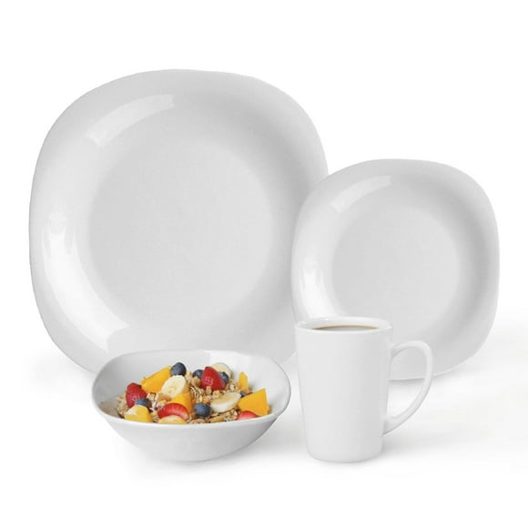 Vajilla de Opalina con 16 Piezas para 4 Personas. Resistente Apta para Microondas y Lavavajillas