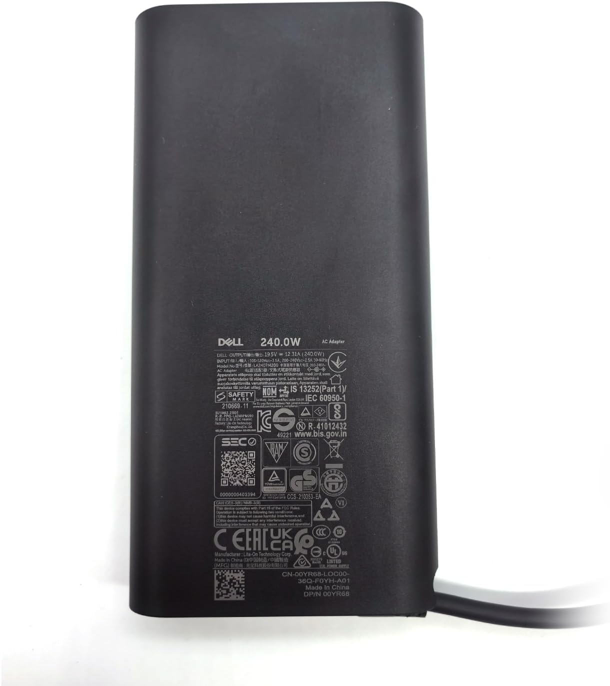 Dell Laptop Charger 240W Watt Barrel 7.4mm tip GAN AC Power Adapter,Alienware M15 R7 X16 X17 R2 X15 R2 M17 R5 Charger, Black, LA240PM200