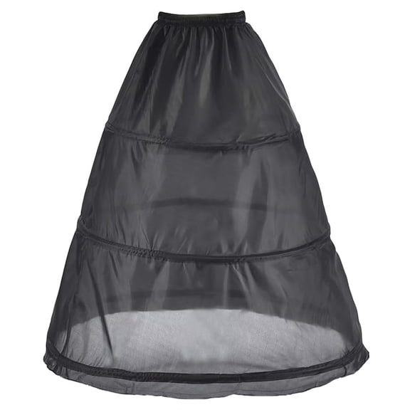 CYYPLAS Women's 3 Hoop a-Line Floor Length Black Wedding Ball Gown Petticoat Underskirt for Bridal Regular 1PC