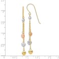 thumbnail image 5 of 14K Tri Color Gold Tri-color Diamond Cut Triple Heart Dangle Shepherd Hook Earrings, 5 of 5