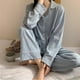 thumbnail image 5 of Conjunto de pijama para mujer, 2 piezas, ropa de descanso, manga larga, pantalones superiores, ropa para otoño, azul, XL, 5 of 13