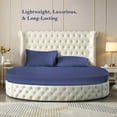 thumbnail image 2 of 500-TC Egyptian Cotton Full Round Bed Sheet Set – Fits 80" Diameter Mattress, 9–12" Deep Pocket – Solid Mediterran Blue, Full 80" Diameter, 2 of 6