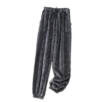 SWSMCLT Men's Long Plush Pajama Pants Fuzzy Fleece Trendy Casual Lounge Winter Sleepwear Pj Bottoms Baggy Fluffy Sweatpants Ankle Length Warm Loose Fit Comfy Dark Grey Small