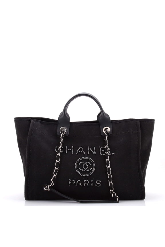 Pre-Owned Deauville Tote Pearl Embellished Canvas Medium By Rebag