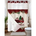 thumbnail image 3 of Christmas Trees Red Truck on Retro Linen No Hooks Shower Curtain with Snap in Fabric Liner Set, Red Black Plaid Shower Curtains Waterproof Bathroom Curtain with See Through Top Window, 60x72 Inch, 3 of 6