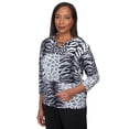 thumbnail image 3 of Alfred Dunner Womens Petite Split Neck Animal Patch Top, 3 of 6