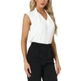thumbnail image 4 of Allegra K Women's Casual Chiffon V Neck Cap Sleeve Elegant Office Work Blouse, 4 of 5