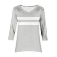 thumbnail image 6 of Zedker Casual 3/4 Sleeves Womens Blouses Classic Trendy Printed Womens Tops Comfy Loose V-Neck Womens Blouses,Gray,S, 6 of 6