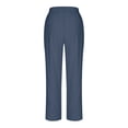 thumbnail image 7 of Karight Women Petite Linen Pants High Waisted Straight Leg Casual Cotton Trousers Elastic Waist Drawstring with Pockets, 7 of 7