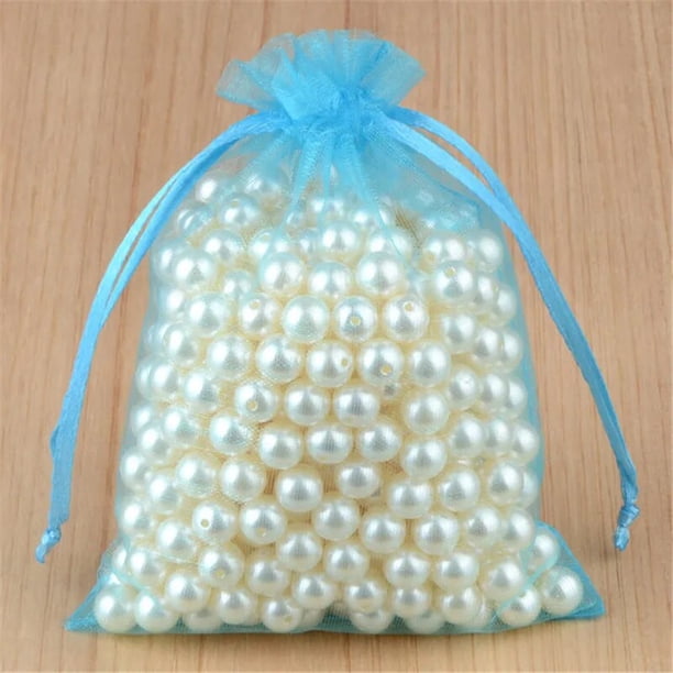 Bolsa de Organza para embalaje de joyas, decoración de fiesta de boda, bolsas de tul con cordón, para regalo, 7x9, 9x12, 10x15cm, 50/100 Uds., 50%