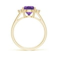 thumbnail image 2 of ANGARA Natural Pear 2.6 ct Amethyst Ring with Triple Diamond Accents in 14K Yellow Gold for Women (Size-12x8mm) | February Birthstone, Anniversary, Jewelry Gift for Women | Natural Amethyst Ring, 2 of 11