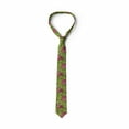thumbnail image 3 of Vintage Necktie, Swirly Green Leaves Scroll, Dress Tie, 3.7", Apple Green Pink Brown, by Ambesonne, 3 of 3