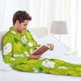 thumbnail image 6 of Yiaed Green Apple Print Men’s Pajamas Set - Long Sleeve Button Down Sleep Shirt and Pajama Bottoms Sleepwear Set Mens Pjs Sets Men's Pajama Bottoms-XX-Large, 6 of 7