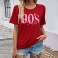 thumbnail image 2 of Wangmeiwg Oversized 90s Vibe Women T-Shirt Inspiring Graphic Tee for Casual with Country Music Disco Party Style and Retro Top Red S, 2 of 4