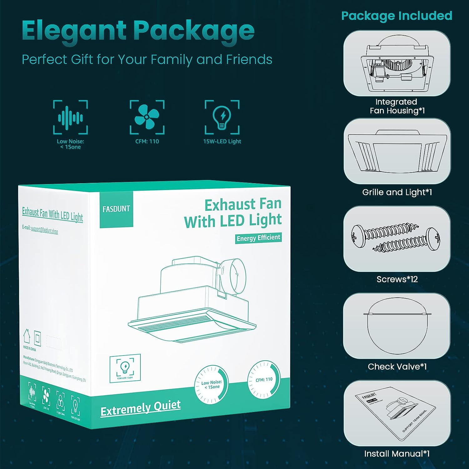 Bathroom Exhaust Fan Ultra Quiet 1.0 Sones Bathroom Ceiling Vent Fan with 3  Adjustable Colors Lights 110 CFM Bath Ventilation Fan with Light Combo,  Fits for Home Bath Office Hotel 105 sq. ft. - Walmart.com
