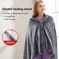 thumbnail image 1 of Plush Heated Shawl,USB Heated Shawl Blanket,Heating Scarf Flannel Warm Cape for Home Car Office Chair,59in*33.5in(Grey), 1 of 6
