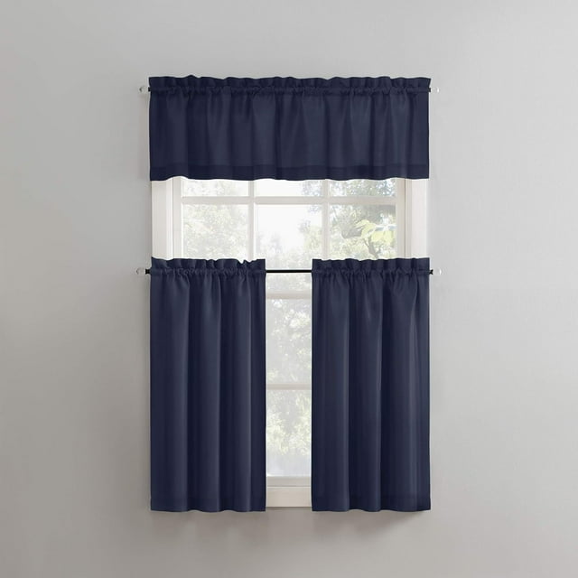 Nvzi Half Window Curtains for Kitchen, 1 slice Dark blue Curtains & Valances, 137*61cm Light Filtering Rod Pocket Curtains for Small Windows, Easy to Install Polyester Curtain