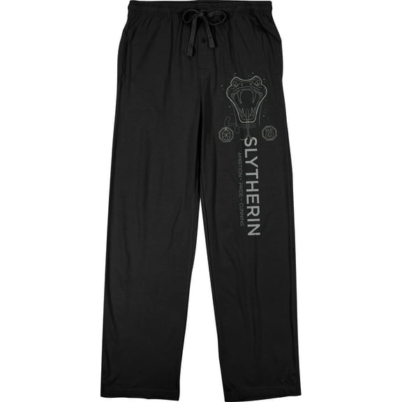 Harry Potter House of Slytherin with Snake Men's Black Graphic Sleep Pajama Pants-XX-Large