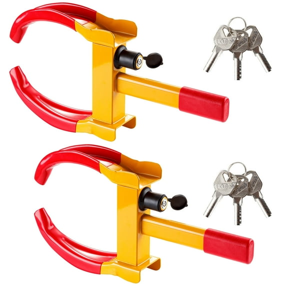 CARTMAN 2 Packs Adjustable Security Anti-theft Tyre Lock, Multi-functional Heavy Duty Trailer Lock Wheel Clamp for Trailers RVs Off-Road Vehicles Golf Carts, 6 Alike Keys