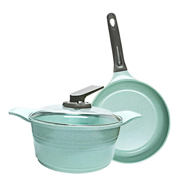 Set de sartén y olla antihaderente, Recubrimiento de cerámica Jade