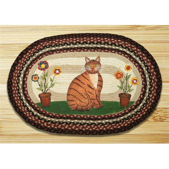 Earth Rugs 65-344FAC Folk Art Cat Oval Patch