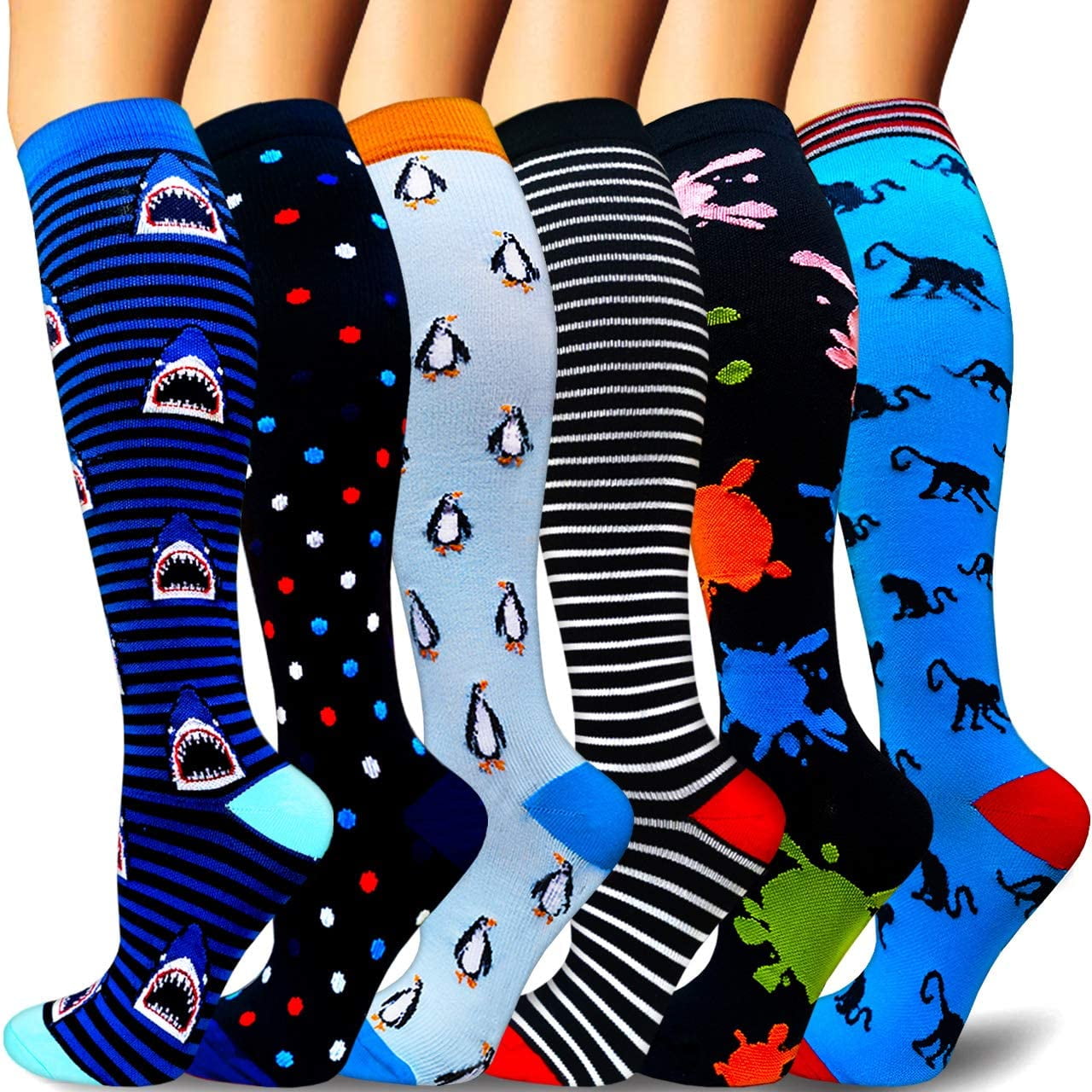 Best Medical for Running,Travel,Nurses,Flight Travel,20-30mmHg 3/7 Pairs Compression Socks For Women&Men