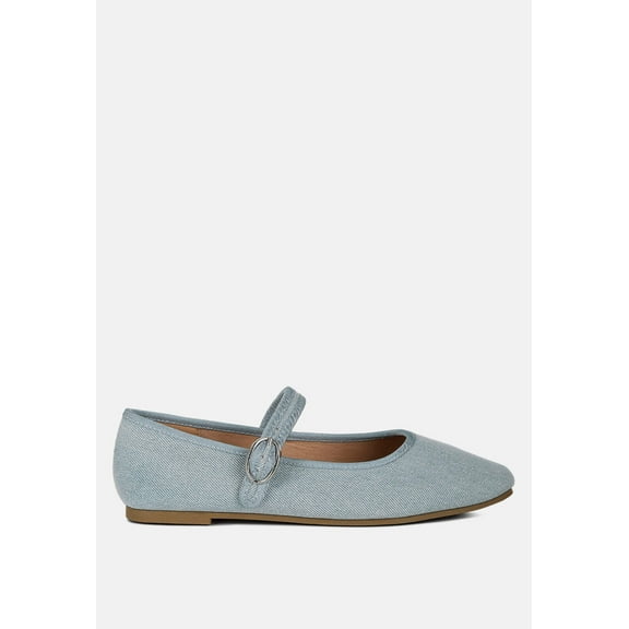Iker classic denim pin buckle ballerinas