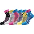 thumbnail image 2 of GHSDFBB Womens 6PCS Striped Dots Five Finger Toe Socks Cotton Crew Athletic Sock, 2 of 6