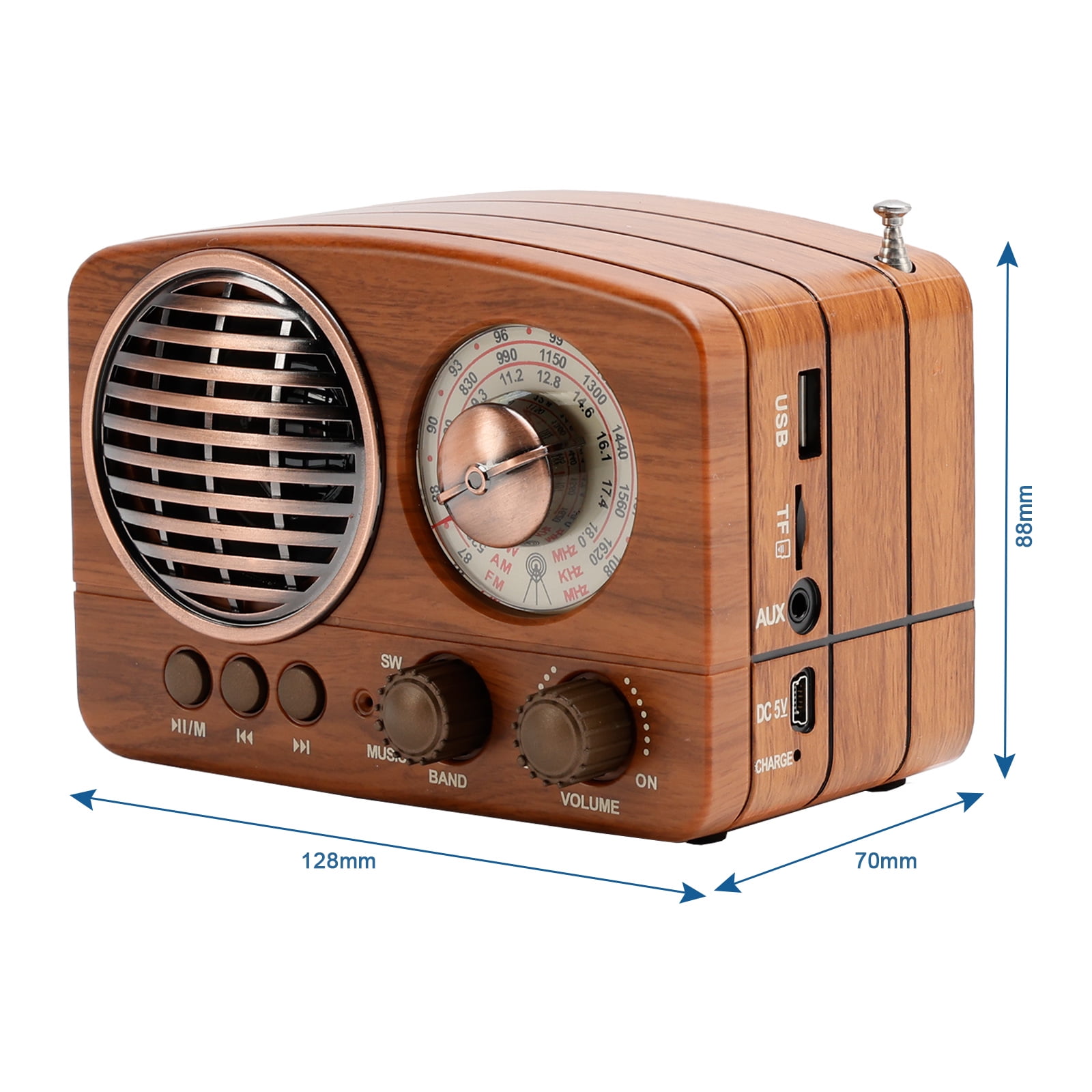 Vintage Radio Retro Bluetooth Speaker-FM Radio with Old fashioned Classic Style, Strong Bass Enhancement, Loud Volume