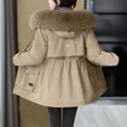thumbnail image 4 of HTNBO Women's Winter Coats with Fur Trim Hood, Drawstring Waist Thicken Parka Jacket Warm Fleece Outerwear with Pockets, 4 of 4