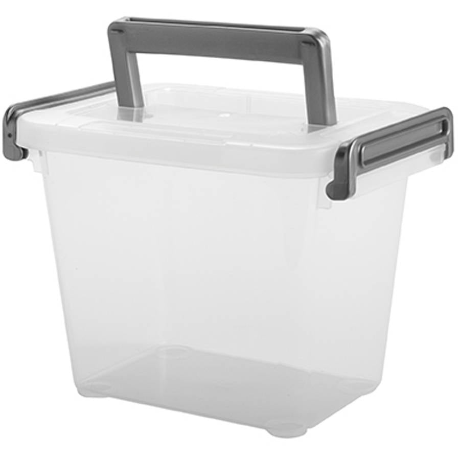 IRIS Small Modular Latching Box, Silver Handle, Clear