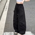thumbnail image 6 of LYHaoo Cargo Pants For Girls Casual High Waisted Loose Fit Pockets Kid Cargo Casual Streetwear Pants For Kids Girls Hiking Cargo Pants(Black), 6 of 7