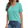 thumbnail image 3 of MOSHU Deep V Neck Womens Tops Curved Hem Shirts for Women Fashion Trendy Blouses Casual Loose Fit Tees Tops, 3 of 9